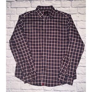 Untuckit Shirt Mens Large Plaid Button‎ Down Long Sleeve Poly Blend